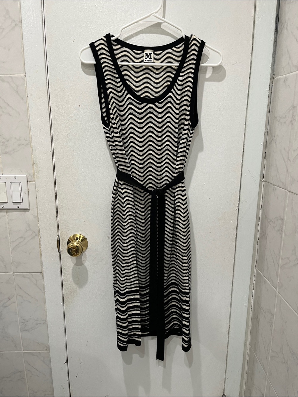 Missoni Black and White Wave-Stripe Midi Dress